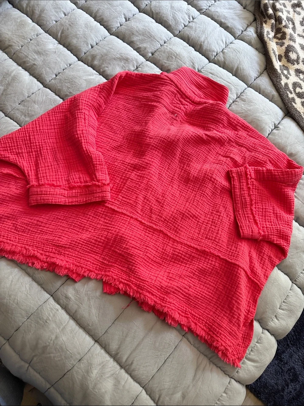 Free People tart berry color Cotton Gauze Boxy Button-Front Shirt